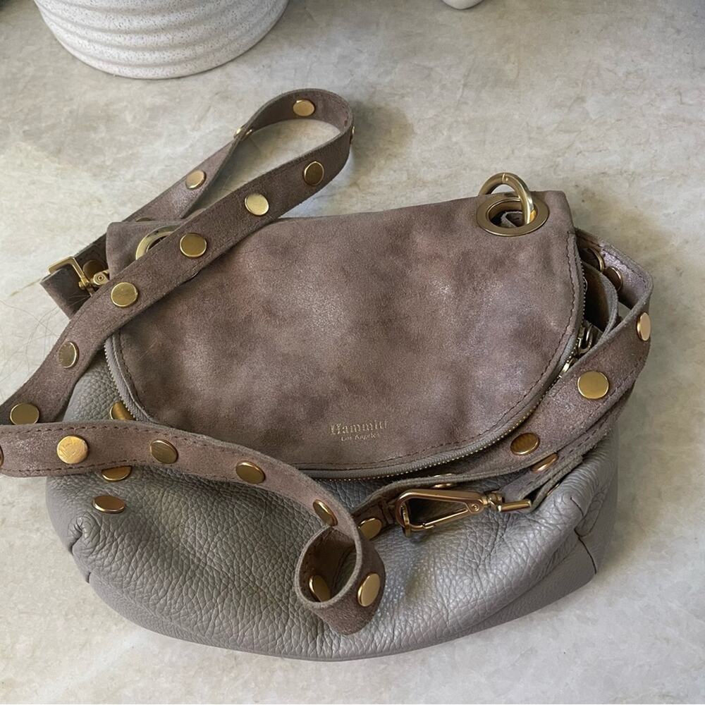 Hammitt “Corey” Taupe Crossbody Bag with brushed Gold Accents - Picture 3 of 12